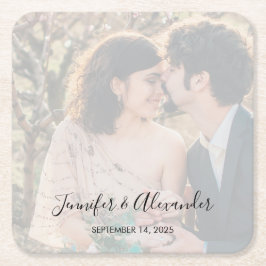 Rustic elegant photo boho wedding スクエアペーパーコースター