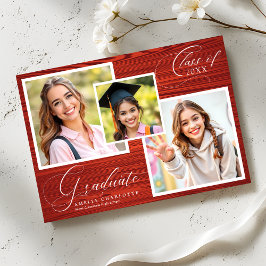 Rustic Elegant Photo Collage Graduation 案内状