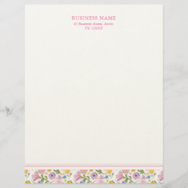 Rustic Elegant Pink Floral Business  レターヘッド