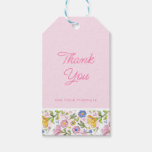 Rustic Elegant Pink Floral Business Thank You 