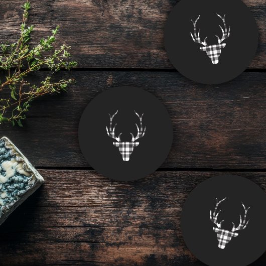 Rustic Elegant Plaid Deer Christmas  ラウンドペーパーコースター