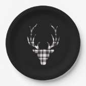 Rustic Elegant Plaid Deer Christmas Paper Plates ペーパープレート (正面)