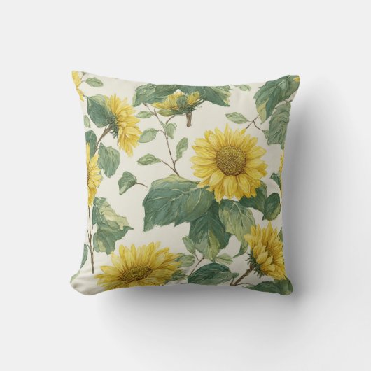 Rustic & Elegant Sunflower Classic Floral クッション (正面)