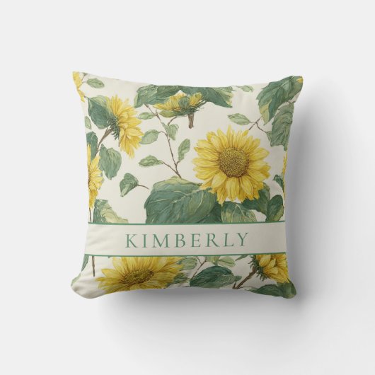 Rustic & Elegant Sunflower Classic Floral クッション (正面)