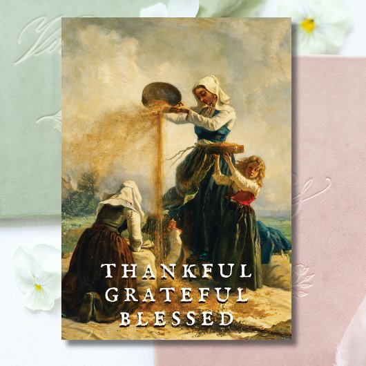 Rustic Elegant Thankful Grateful Blessed Harvest シーズンカード