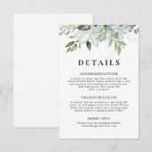 Rustic Elegant Watercolor Greenery Wedding Details エンクロージャーカード (正面/裏面)