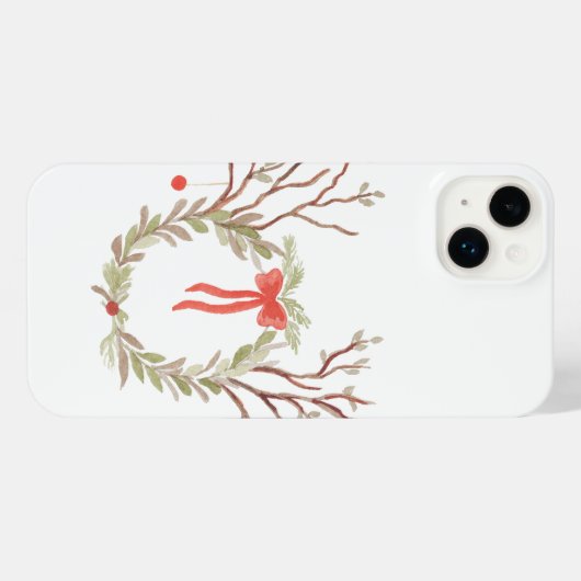 Rustic Elegant watercolor Xmas phone case iPhoneケース (裏面横)