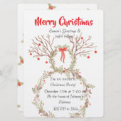 Rustic elegant watercolour Christmas invite cards 招待状 (正面/裏面)