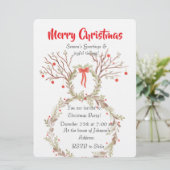 Rustic elegant watercolour Christmas invite cards 招待状 (スタンド正面)