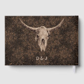 Rustic Elegant Wedding Brown Western Bull Skull ゲストブック (裏面)