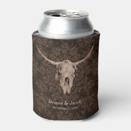 Rustic Elegant Wedding Brown Western Bull Skull 缶クーラー