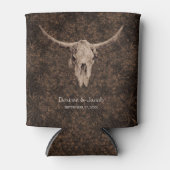 Rustic Elegant Wedding Brown Western Bull Skull 缶クーラー (正面)