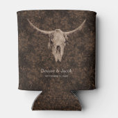 Rustic Elegant Wedding Brown Western Bull Skull 缶クーラー (裏面)