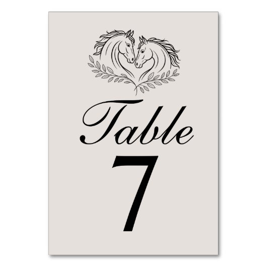 Rustic Elegant Western Horse Wedding Table Number テーブルナンバー (正面)