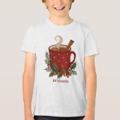 Rustic embroidery Christmas cocoa with Cinnamon トライブレンドTシャツ (正面)
