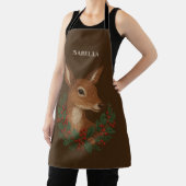 Rustic embroidery Deer & Holiday Greens christmas エプロン (インサイチュ)