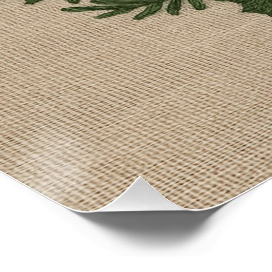 Rustic embroidery Deer & Holiday Greens christmas ポスター (コーナー)