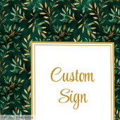 Rustic Emerald Green Gold Eucalyptus Custom Sign ポスター