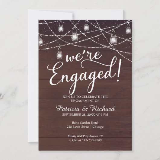 Rustic Engagement Party への招待状 案内状 (正面)