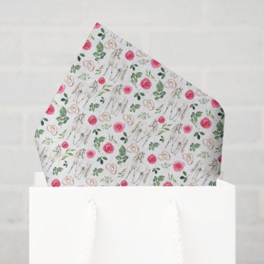 Rustic Equestrian Floral Pink Tissue Paper 薄葉紙 (ギフトバッグ)
