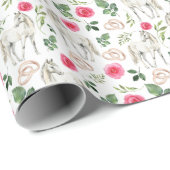 Rustic Equestrian Floral Pink Wrapping Paper ラッピングペーパー (ロールコーナー)