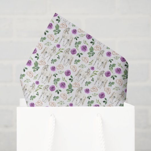 Rustic Equestrian Floral Purple Tissue Paper 薄葉紙 (ギフトバッグ)