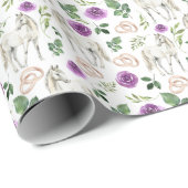 Rustic Equestrian Floral Purple Wrapping Paper ラッピングペーパー (ロールコーナー)