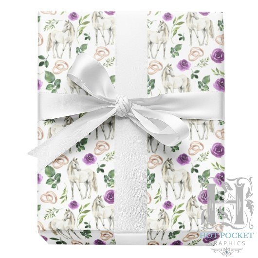 Rustic Equestrian Floral Purple Wrapping Paper ラッピングペーパー