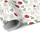 Rustic Equestrian Floral Red Wrapping Paper ラッピングペーパー (ロールコーナー)