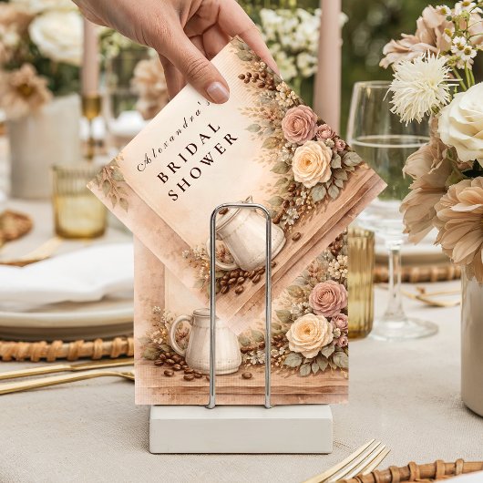 Rustic Espresso Bar Bridal Shower スタンダードカクテルナプキン