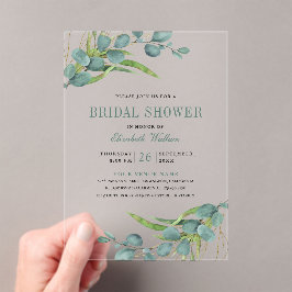 Rustic Eucalyptus Bridal Shower アクリル招待状