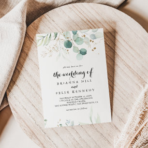 Rustic Eucalyptus Gold Floral The Wedding Of 招待状