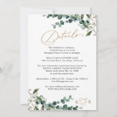 Rustic Eucalyptus Greenery Gold All-in-One Wedding 招待状 (裏面)