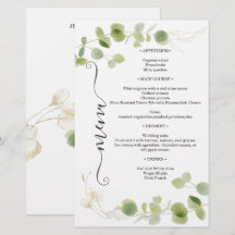 Rustic Eucalyptus Greenery Gold Chic Wedding Menu