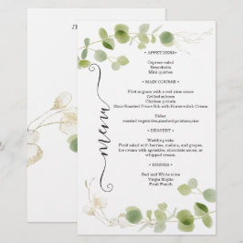 Rustic Eucalyptus Greenery Gold Chic Wedding Menu