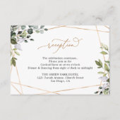 Rustic Eucalyptus Greenery Gold Wedding Reception エンクロージャーカード (正面)