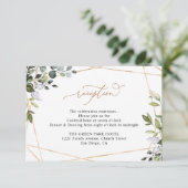 Rustic Eucalyptus Greenery Gold Wedding Reception エンクロージャーカード (スタンド正面)