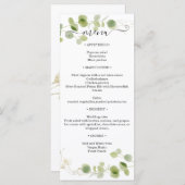Rustic Eucalyptus Greenery Gold Wedding Reception メニュー (正面/裏面)