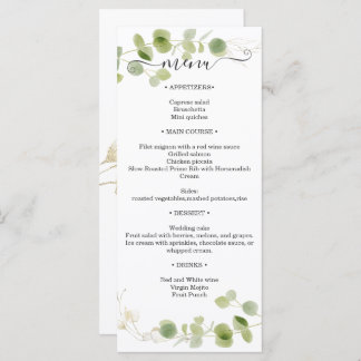 Rustic Eucalyptus Greenery Gold Wedding Reception メニュー