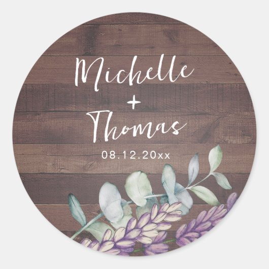 Rustic Eucalyptus & Lavender Wedding ラウンドシール (正面)