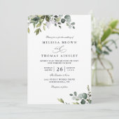 Rustic Eucalyptus Leaves Greenery QR Code Wedding 招待状 (スタンド正面)