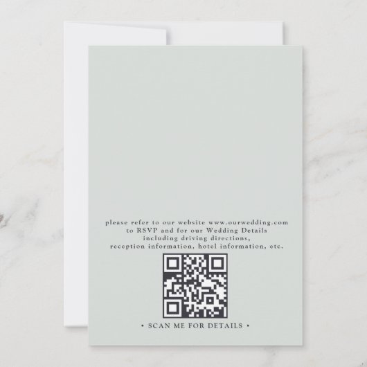Rustic Eucalyptus Leaves Greenery QR Code Wedding 招待状 (裏面)