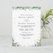 Rustic Eucalyptus Leaves Greenery QR Code Wedding 招待状 (スタンド正面)