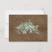 Rustic Eucalyptus Leaves Greenery Wood Wedding 出欠カード (裏面)