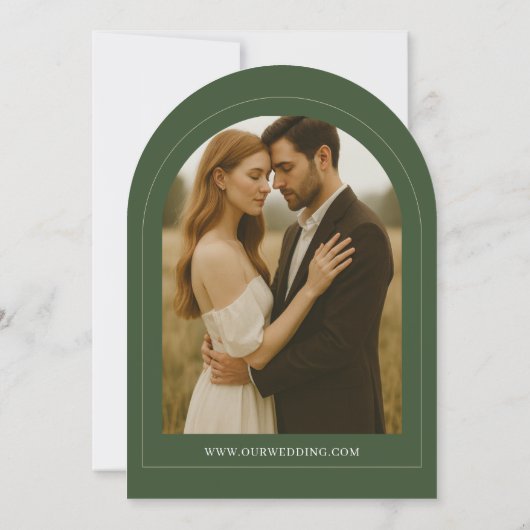 Rustic Eucalyptus Modern Photo Elegant Wedding 招待状 (裏面)