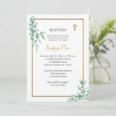 Rustic Eucalyptus Orthodox Christian Baptism 招待状 (スタンド正面)