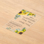 Rustic Eucalyptus Sunflower Islamic Muslim Wedding アクリル招待状 (レイダウン)