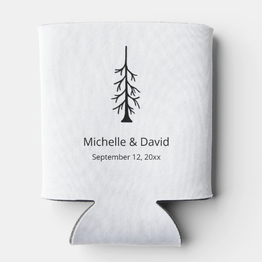 Rustic Evergreen Tree Casual Boho Wedding  缶クーラー (裏面)