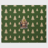 Rustic Evergreen Tree Personalized Christmas Photo ラッピングペーパー (フラット)