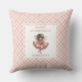 Rustic Fairy Girl Blush Floral Birthday Pillow  クッション (裏面)